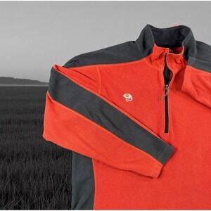 Mountain Hardwear Pullover Men L 1/4 Zip‎ Fleece Red Hiking Gorp Running